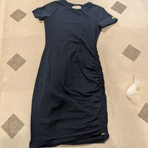 Michael Kors Navy Ruched Midi Dress, Size XS